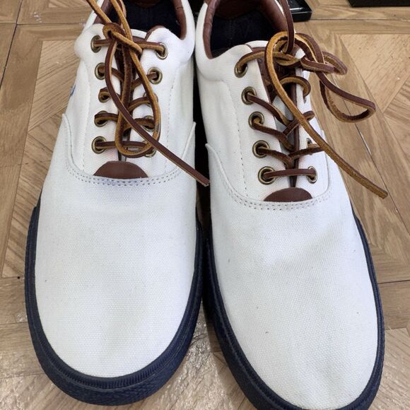 Polo Ralph Lauren Vaughn Sneakers Cream Leather Size 11.5D Loafers main image 6